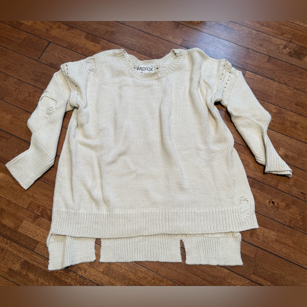 Wildfox Chunky Knit Distressed Sweater